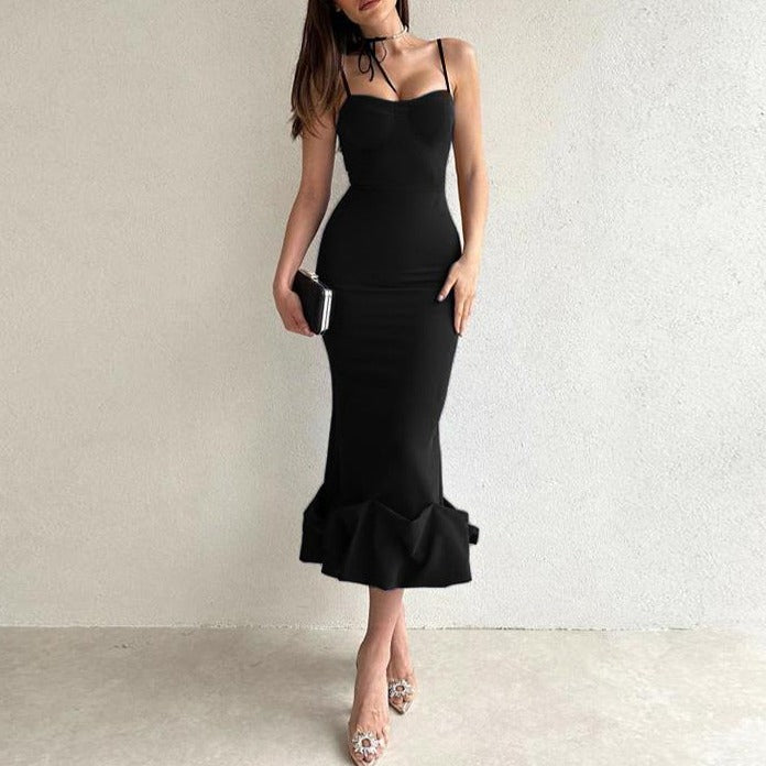Valenzora - Elegant solid-color slip dress