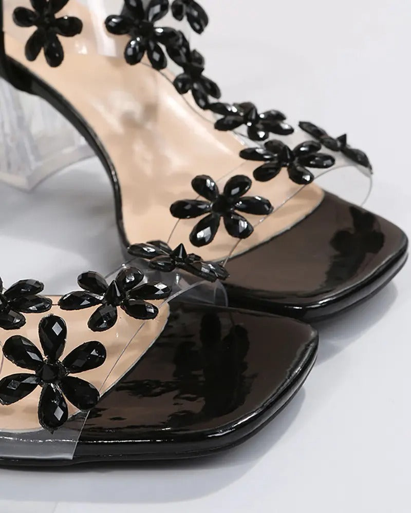 Valenzora | Sandaletten mit Riemchen und Strass, High Heels