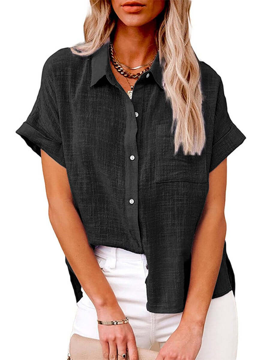 Valenzora | Einfaches kurzärmliges Button-down-Hemd