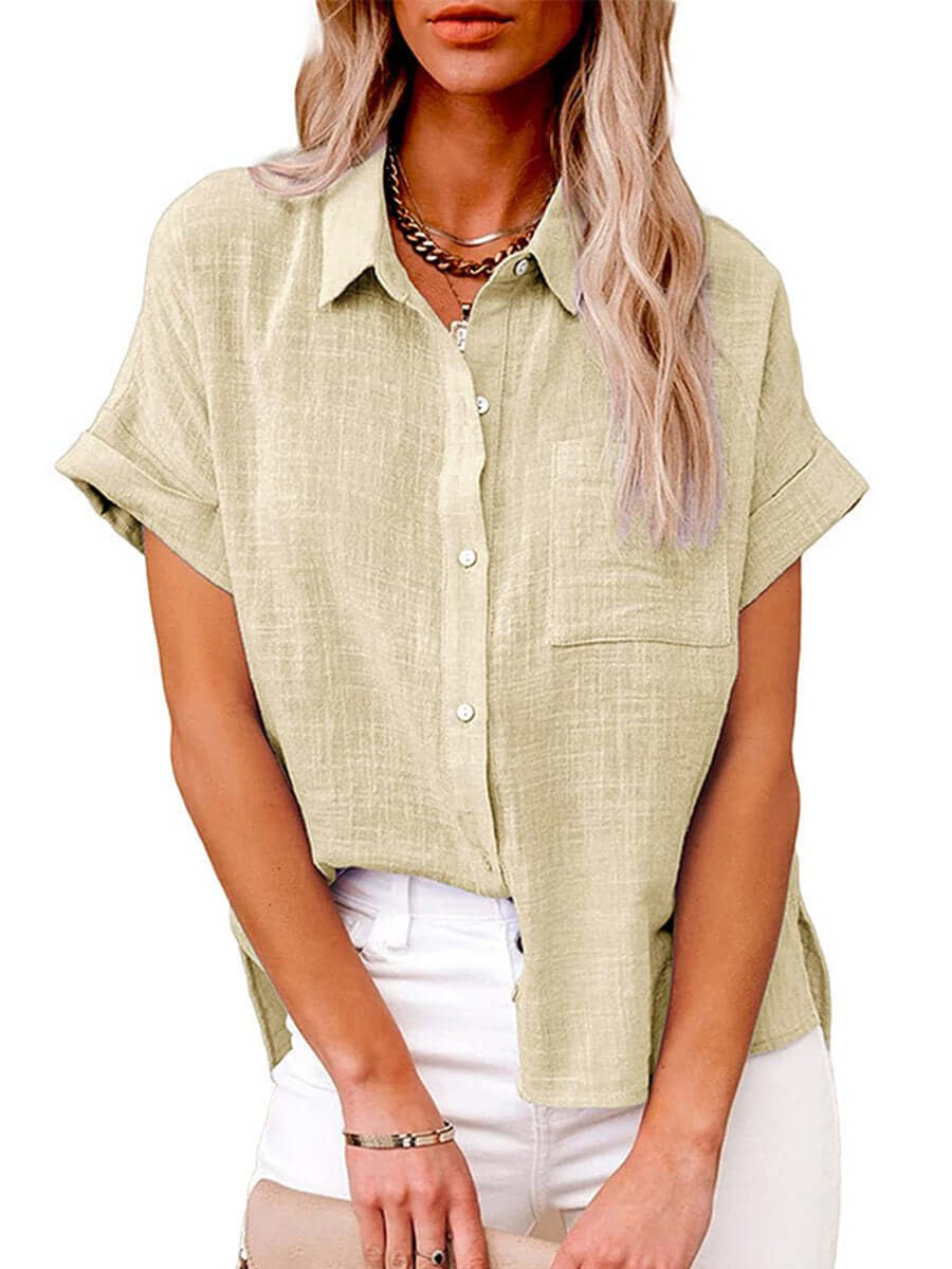Valenzora | Einfaches kurzärmliges Button-down-Hemd