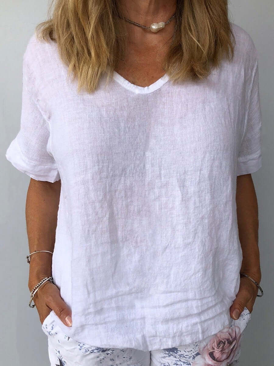 Valenzora | Breathable Cotton Linen Top Casual, Lightweight, Sustainable, Year-Round Style