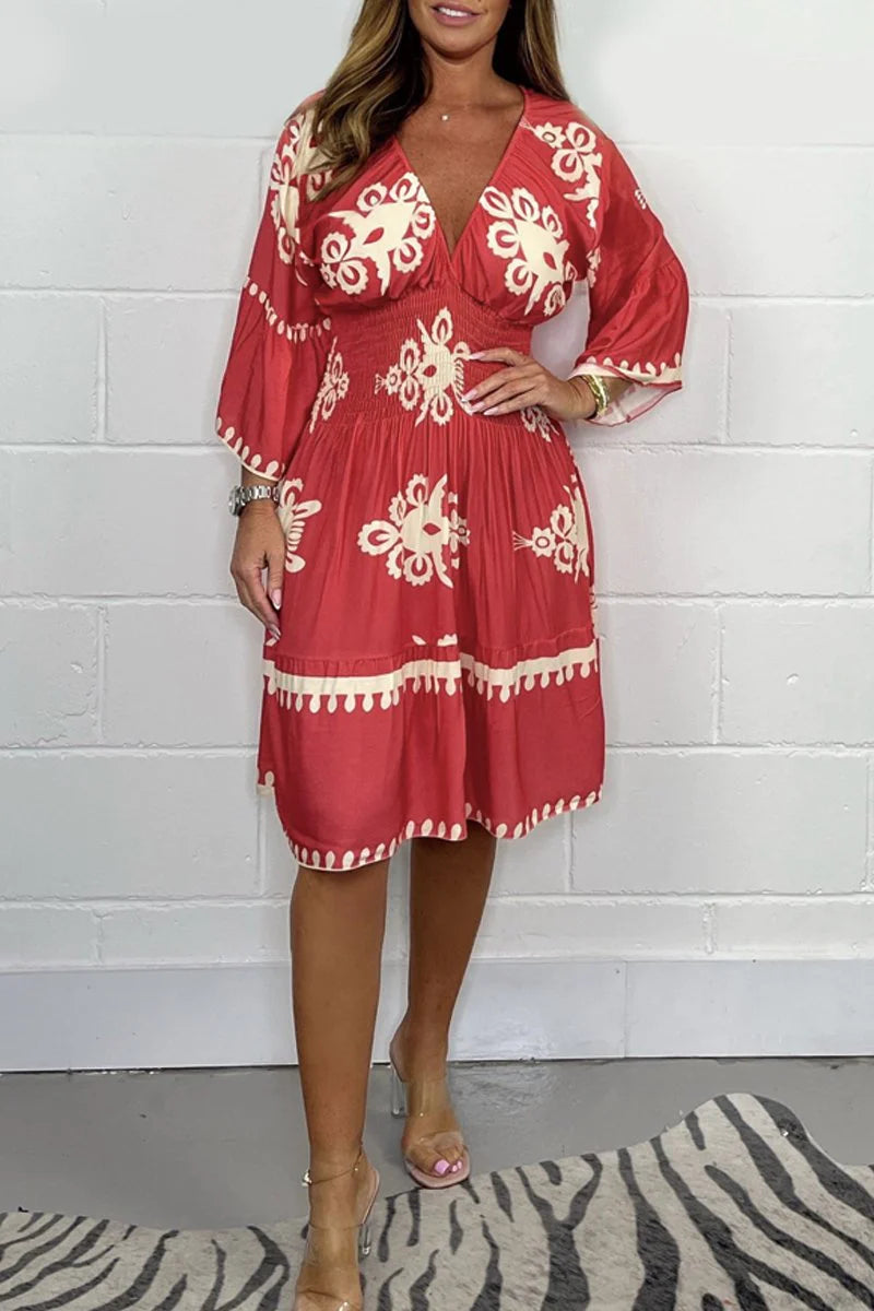 Printed V-neck dress