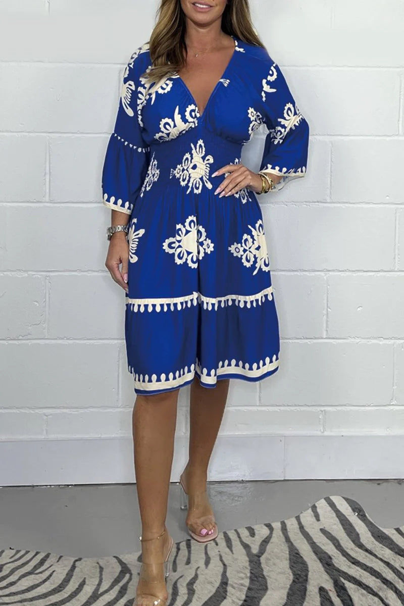 Printed V-neck dress
