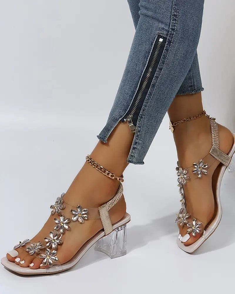 Valenzora | Sandaletten mit Riemchen und Strass, High Heels