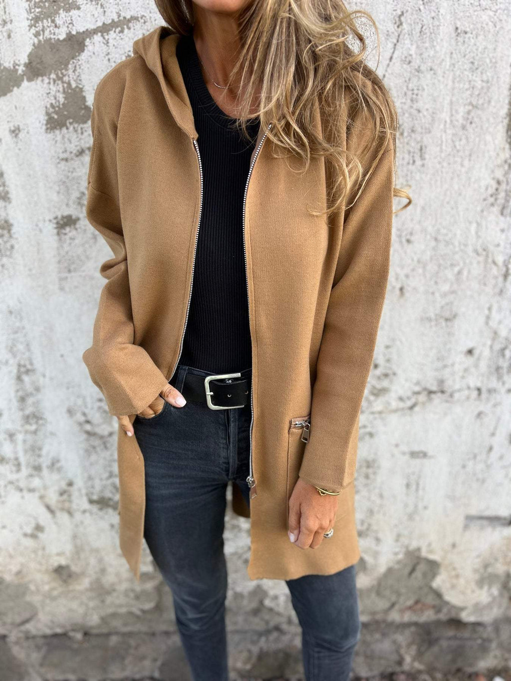 Langärmeliger Cardigan mit Reißverschluss