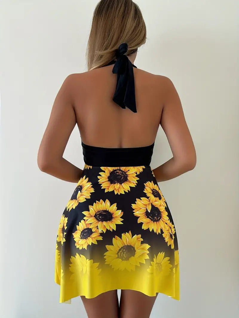 Valenzora – Two-piece tankini set with sunflower print