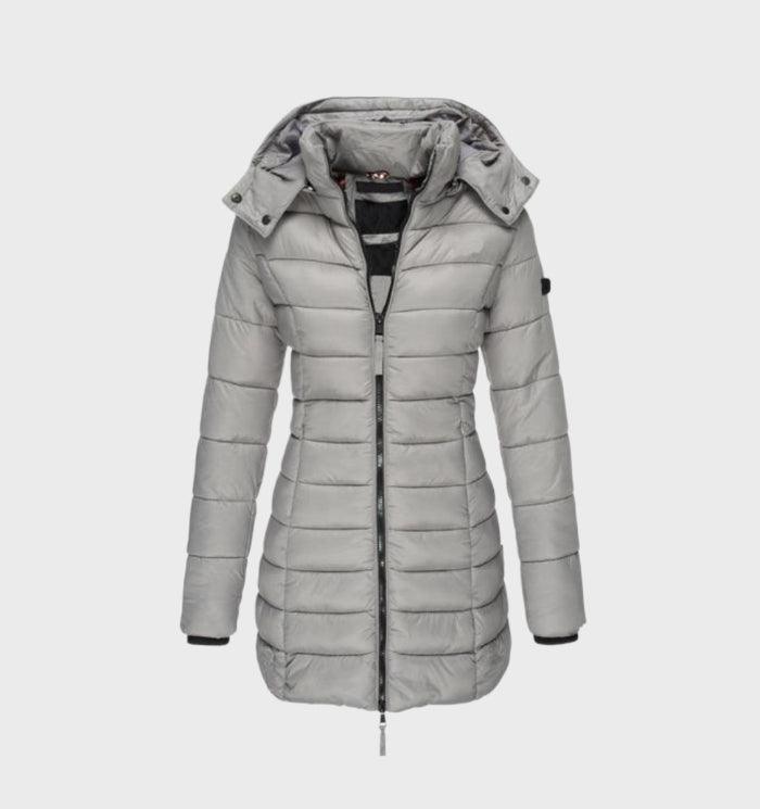 Valenzora - fashionable long coat with soft lining and hood