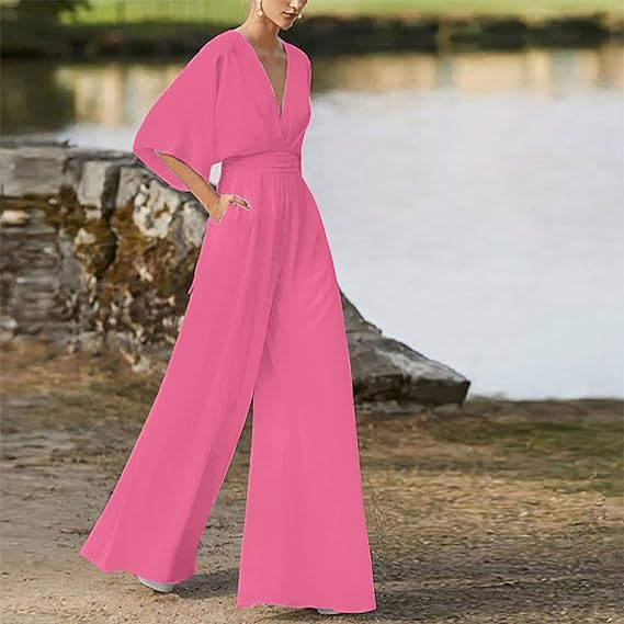 Eleganter V-Ausschnitt-Jumpsuit