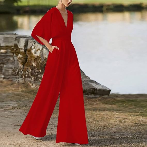 Eleganter V-Ausschnitt-Jumpsuit