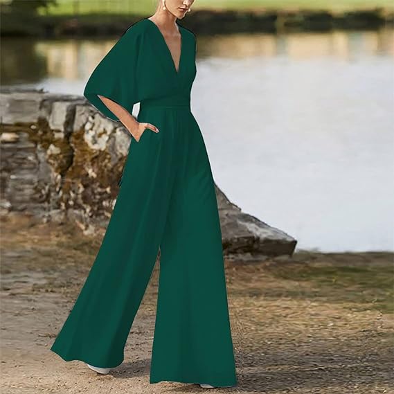 Eleganter V-Ausschnitt-Jumpsuit