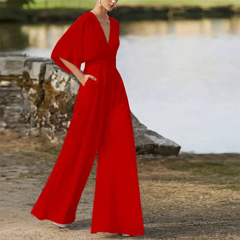 Eleganter V-Ausschnitt-Jumpsuit