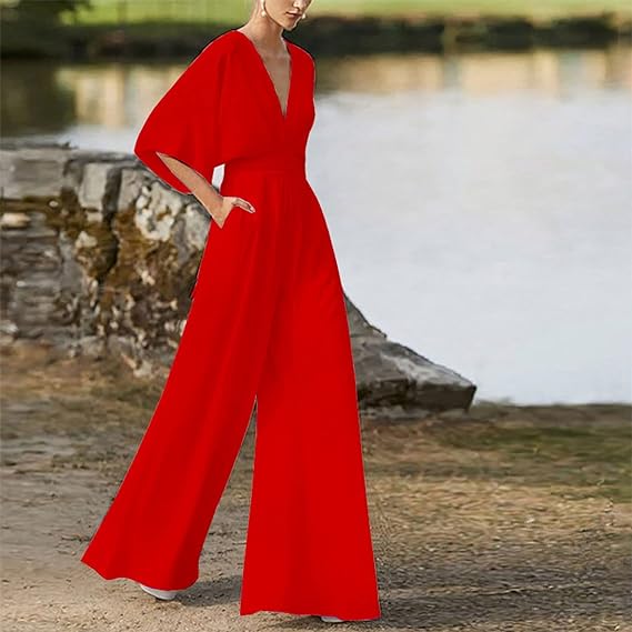 Eleganter V-Ausschnitt-Jumpsuit