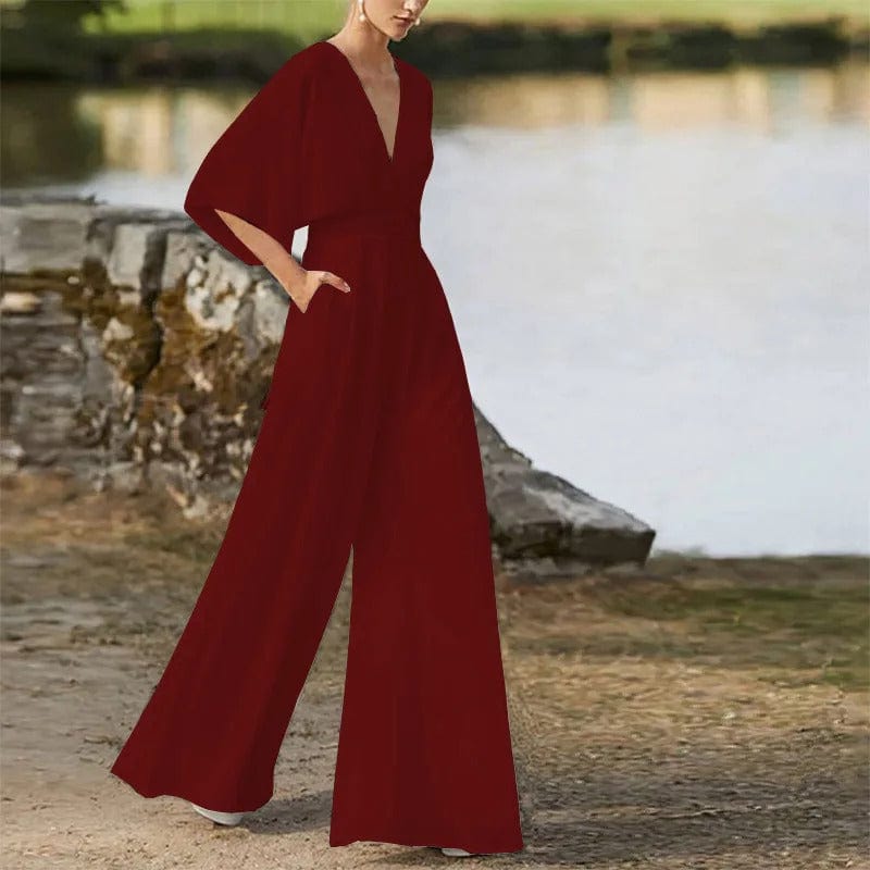 Eleganter V-Ausschnitt-Jumpsuit