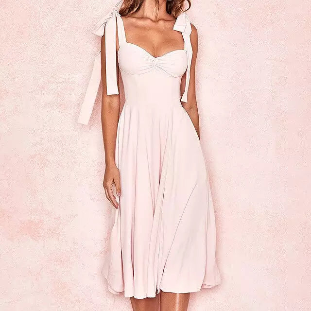 Valenzora | Backless Corset Korean Midi Dress for Women