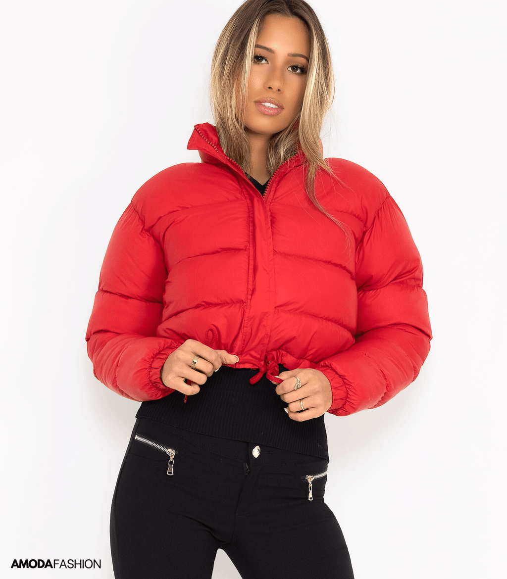 Puffer jacket with drawstring