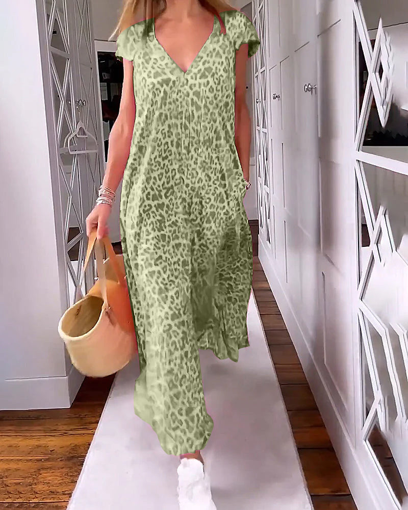Valenzora | Stylish, Comfortable, Printed Long Dress with V-Neck