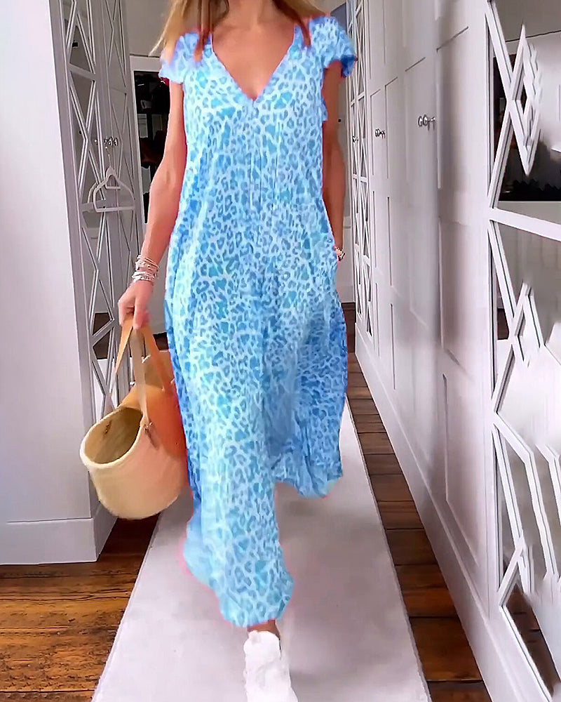 Valenzora | Stylish, Comfortable, Printed Long Dress with V-Neck
