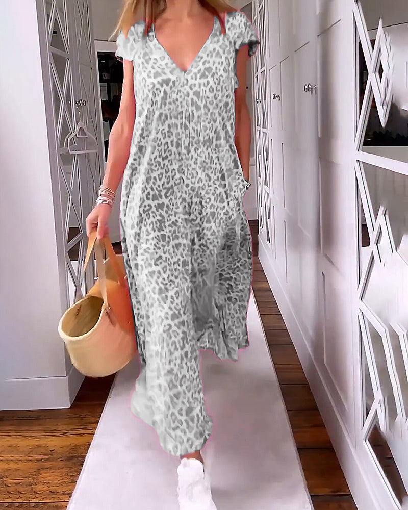 Valenzora | Stylish, Comfortable, Printed Long Dress with V-Neck