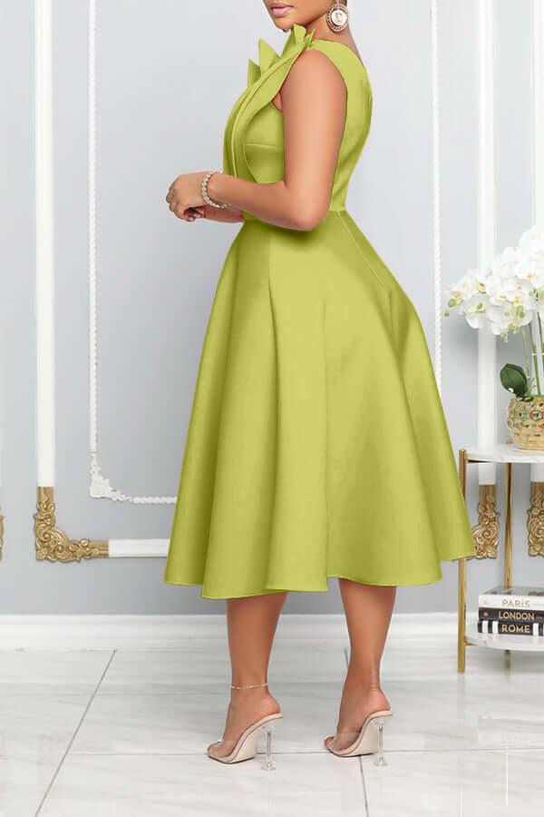 Valenzora | One Shoulder Midi Dress Elegant A-line Fit Sculpted Details Festive Wear