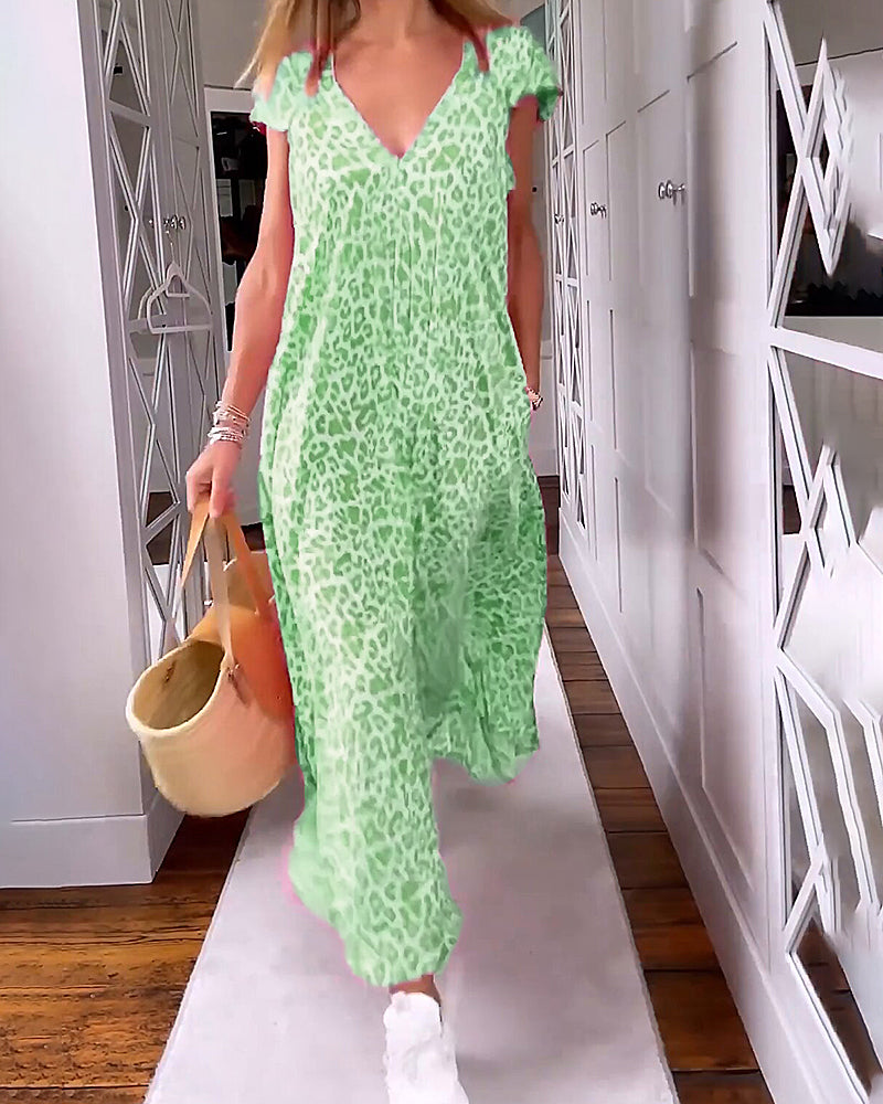 Valenzora | Stylish, Comfortable, Printed Long Dress with V-Neck