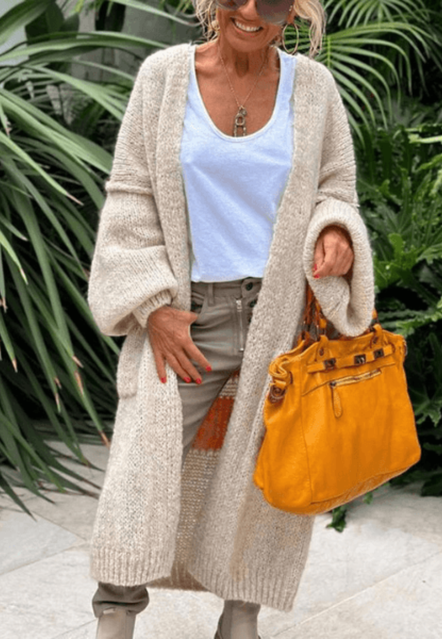 Valenzora | Damen Lange grob gestrickte Strickjacke
