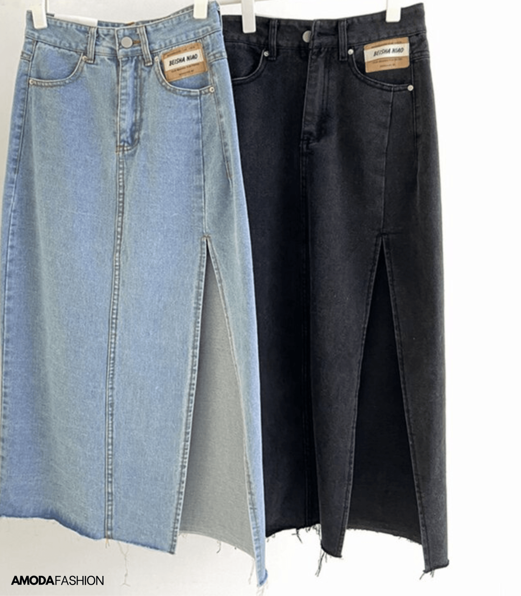 Valenzora | Langer Bleistift-Jeansrock mit Seitenschlitz