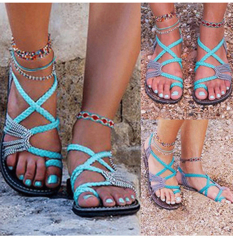 Valenzora | Stylish flat sandals made from palm leaves - Comfortable and chic summer shoes
