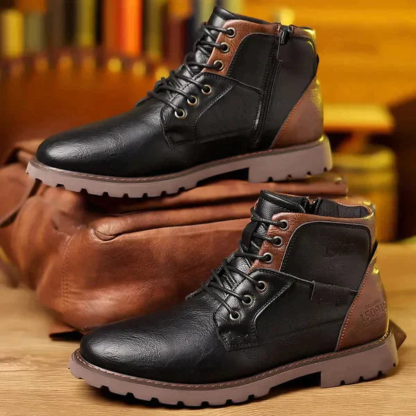 Lederstiefel mit Reißverschluss