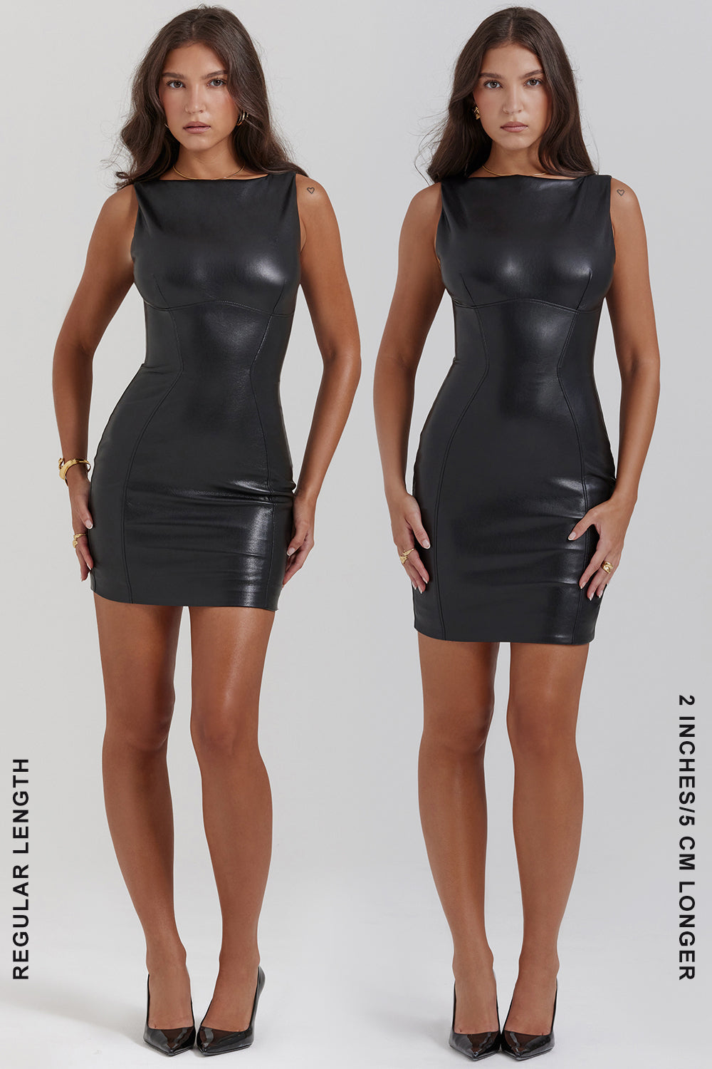 Valenzora Mini leather dress without sleeves