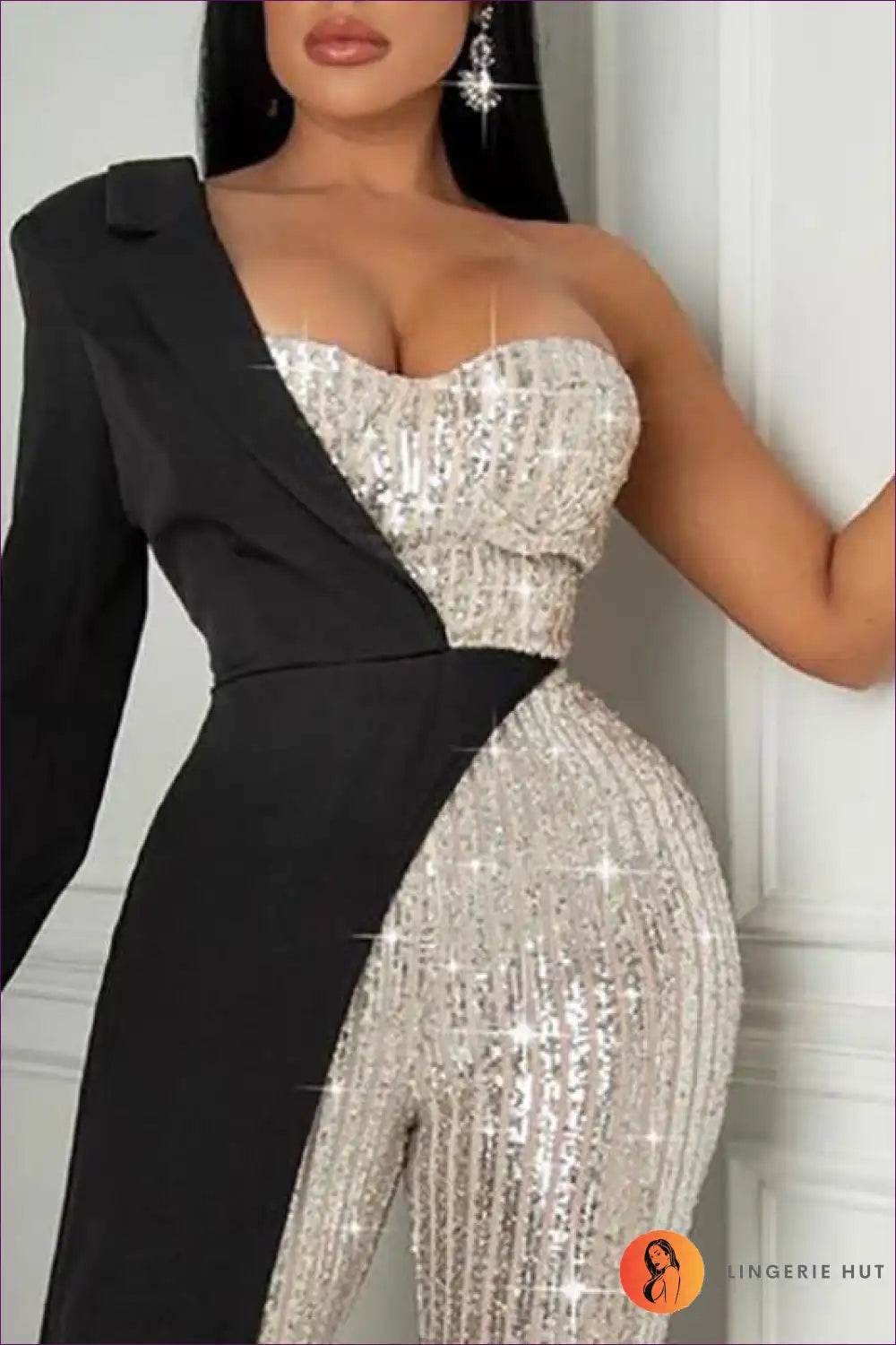 Valenzora | Silver Glitter Sequin Jumpsuit - Radiate Brightness