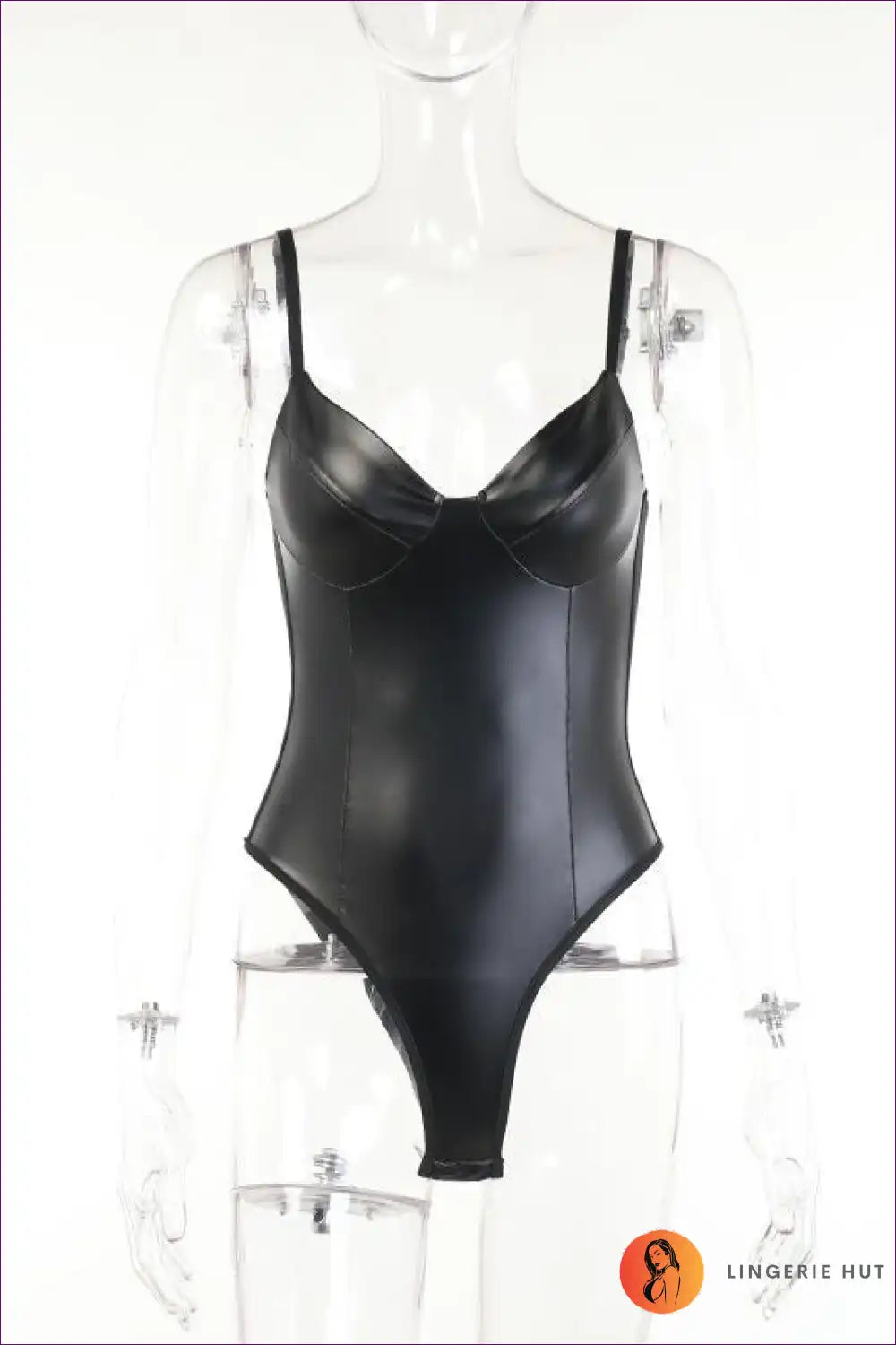 Valenzora | V-neck faux leather bodysuit - Elegant silhouette