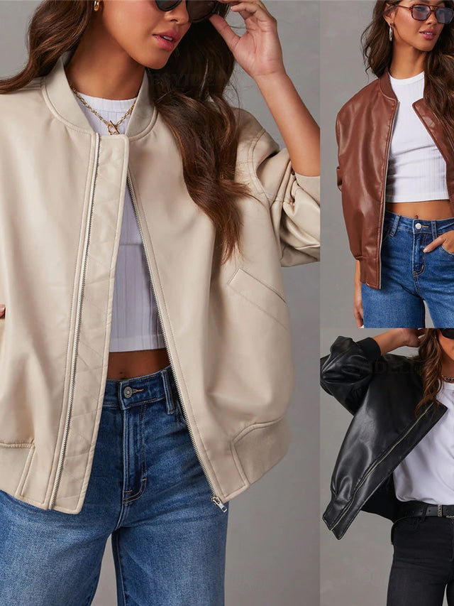 Valenzora | Loose leather jacket for women