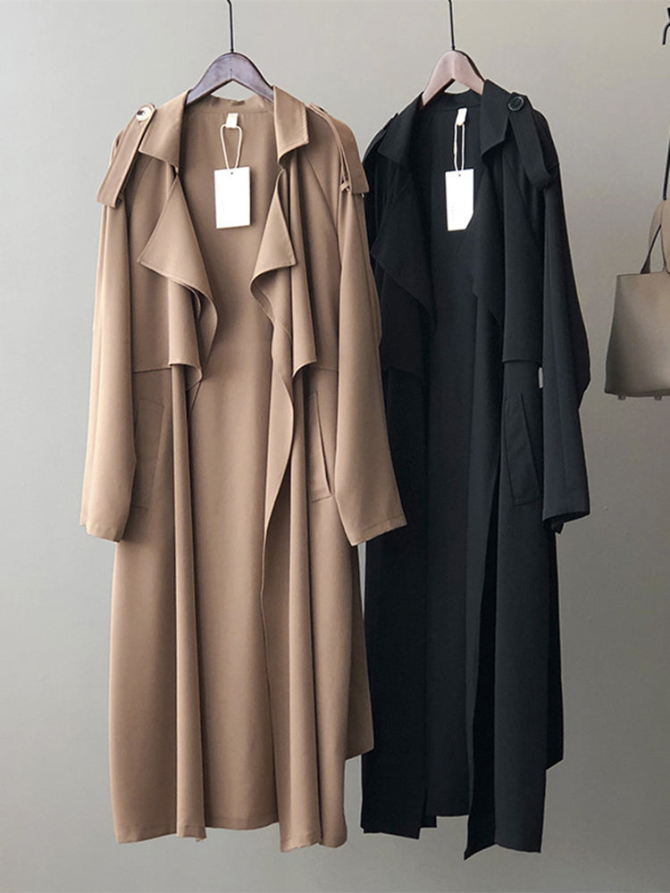 Valenzora | Eleganter langer Trenchcoat-Aktenkoffer mit Gürtel