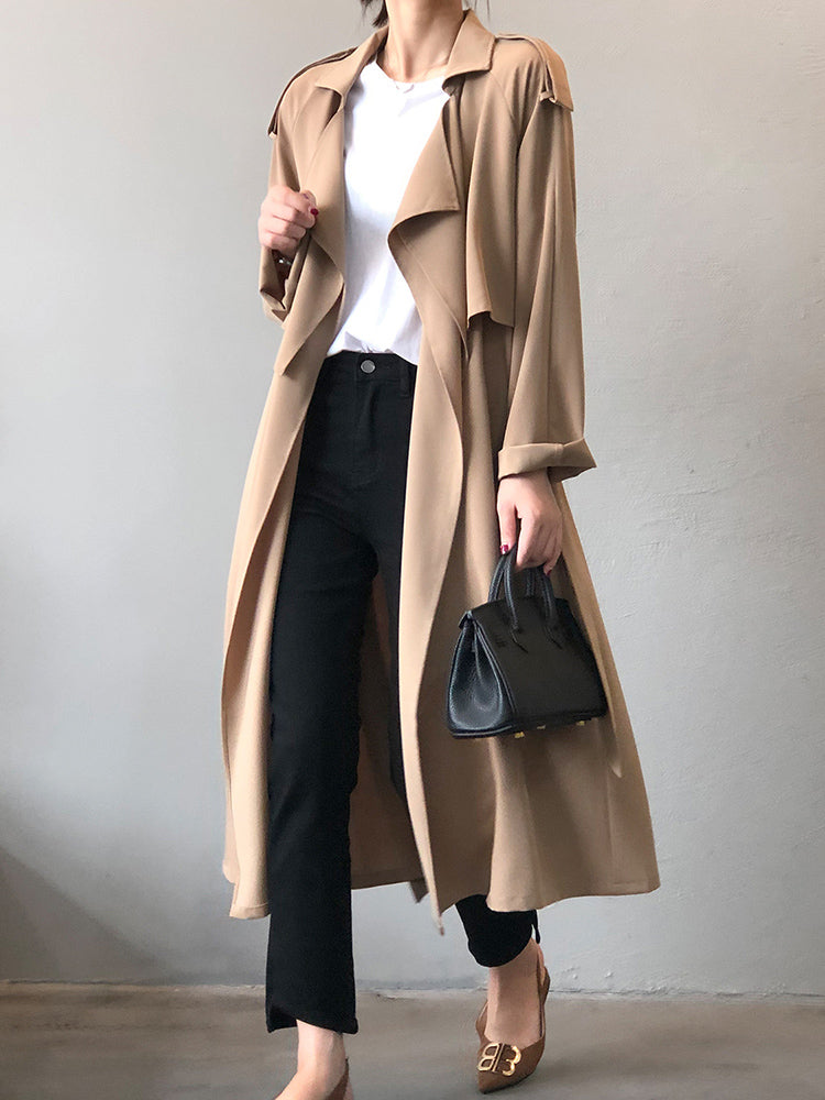Valenzora | Eleganter langer Trenchcoat-Aktenkoffer mit Gürtel