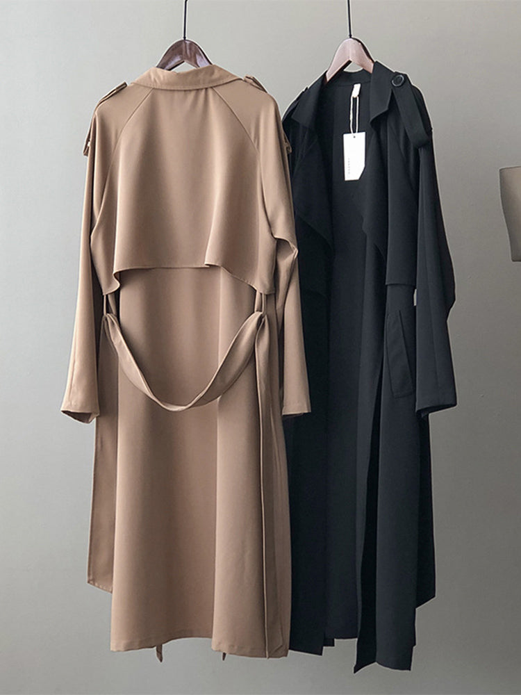 Valenzora | Eleganter langer Trenchcoat-Aktenkoffer mit Gürtel