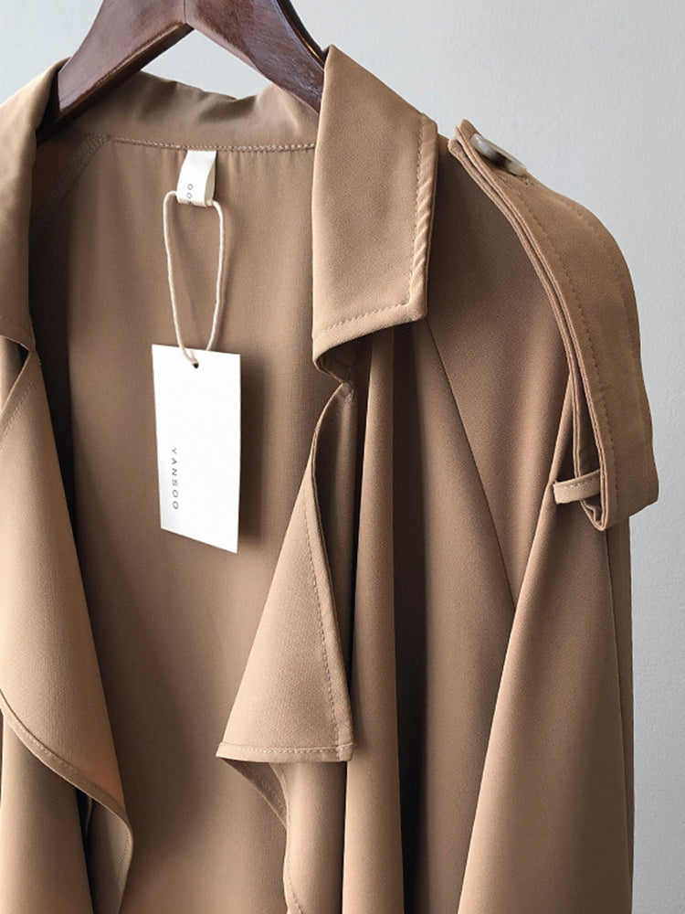 Valenzora | Eleganter langer Trenchcoat-Aktenkoffer mit Gürtel