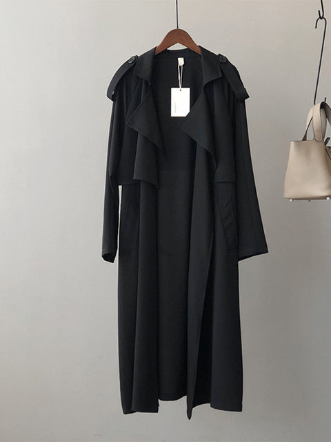 Valenzora | Elegant long trench coat briefcase with belt