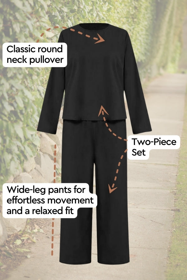 Valenzora | Airy linen set with multi-layered top and wide trouser legs