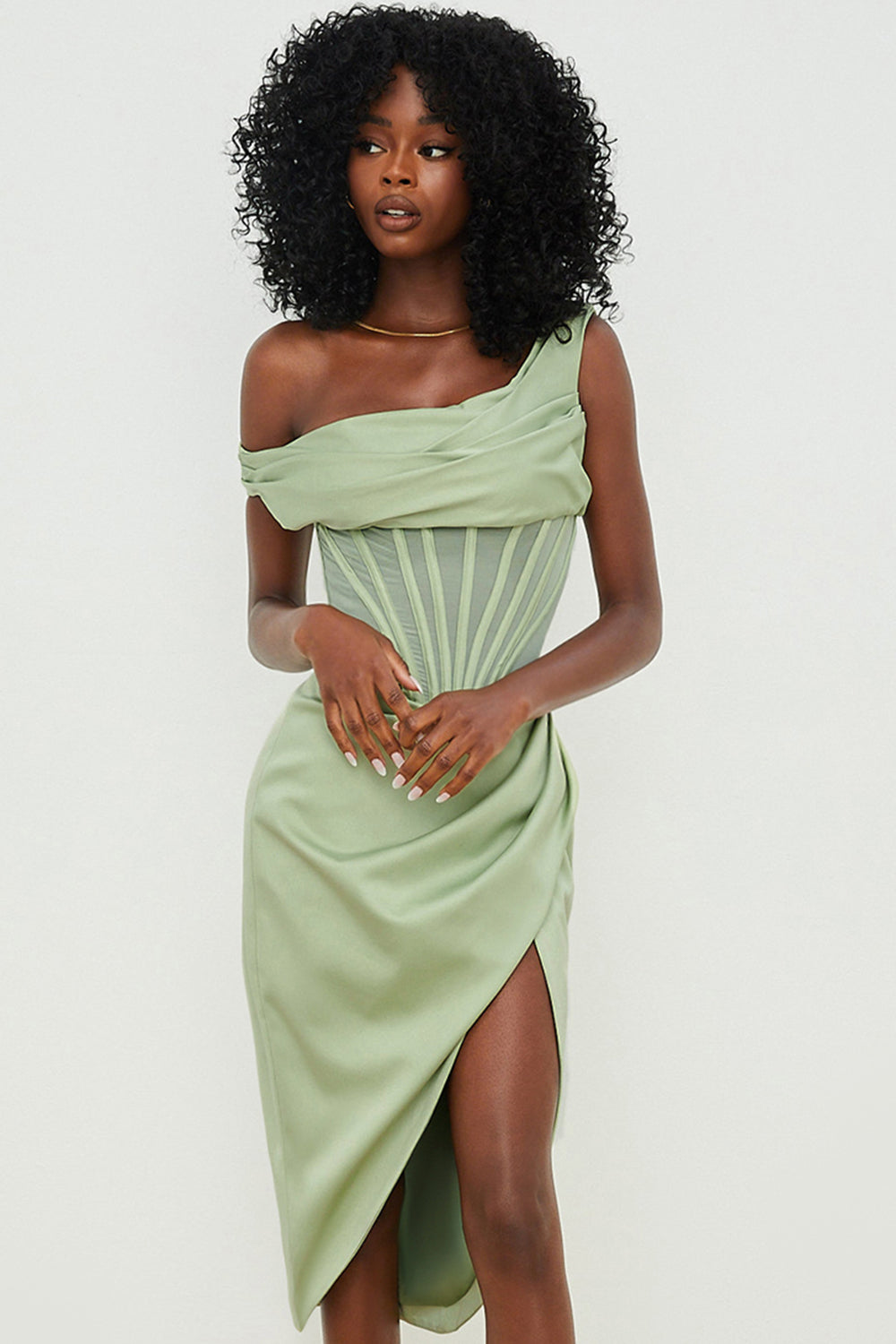 Valenzora | Asymmetrisch drapiertes Midi-Korsettkleid
