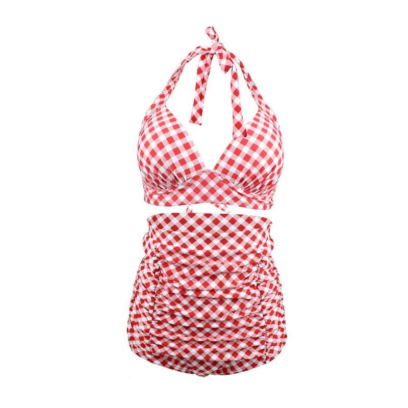 Valenzora | Retro Swimsuit Red White