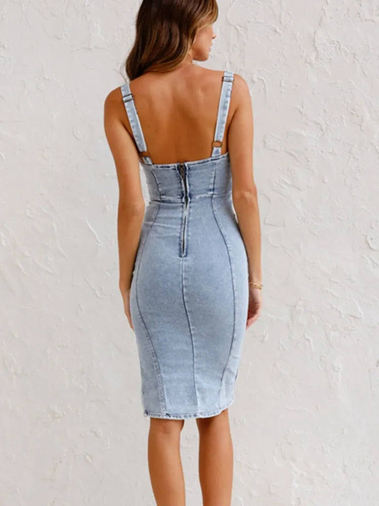Denim dress with adjustable straps