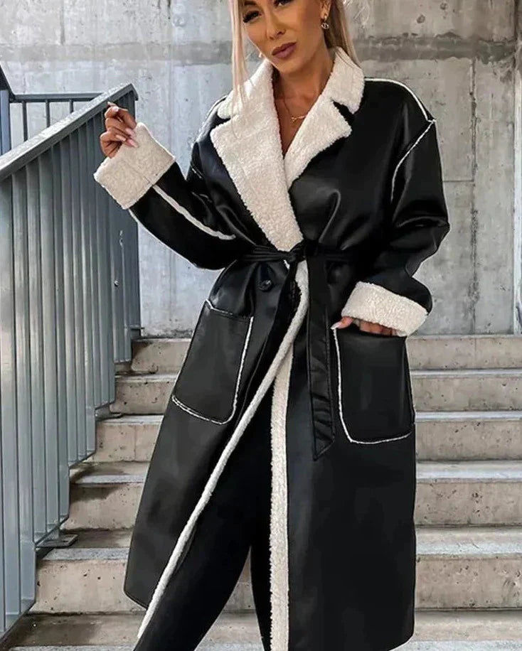 Valenzora - Lapel collar with pockets leather jacket