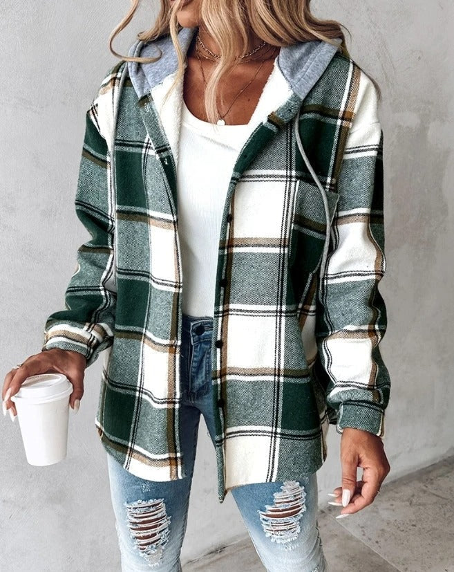 Valenzora | Checkered hooded jacket