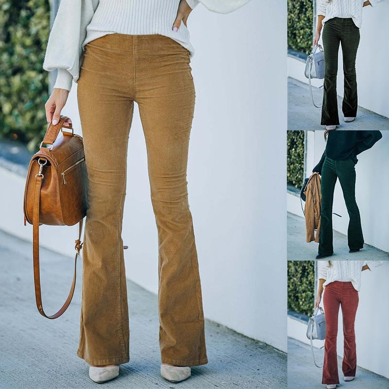 Valenzora Elastic waist Casual trousers Slim flared trousers
