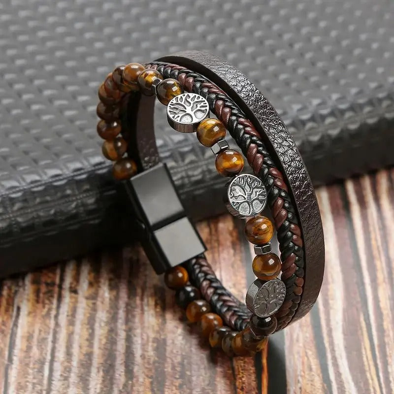 Valenzora | Antique-style leather bracelet with metal clasp