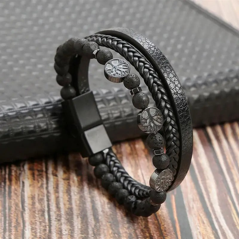 Valenzora | Antique-style leather bracelet with metal clasp