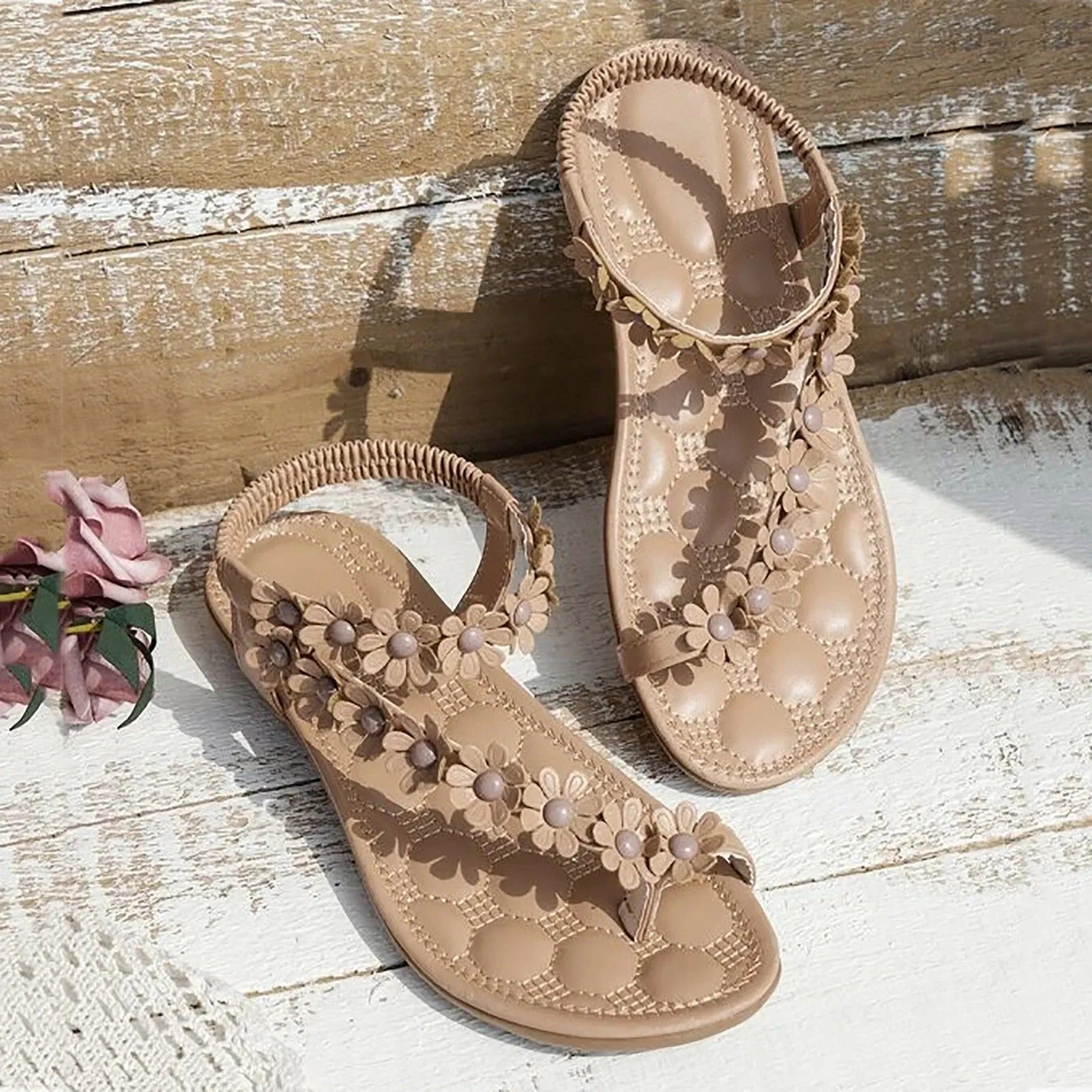 Valenzora | Flat summer floral sandals