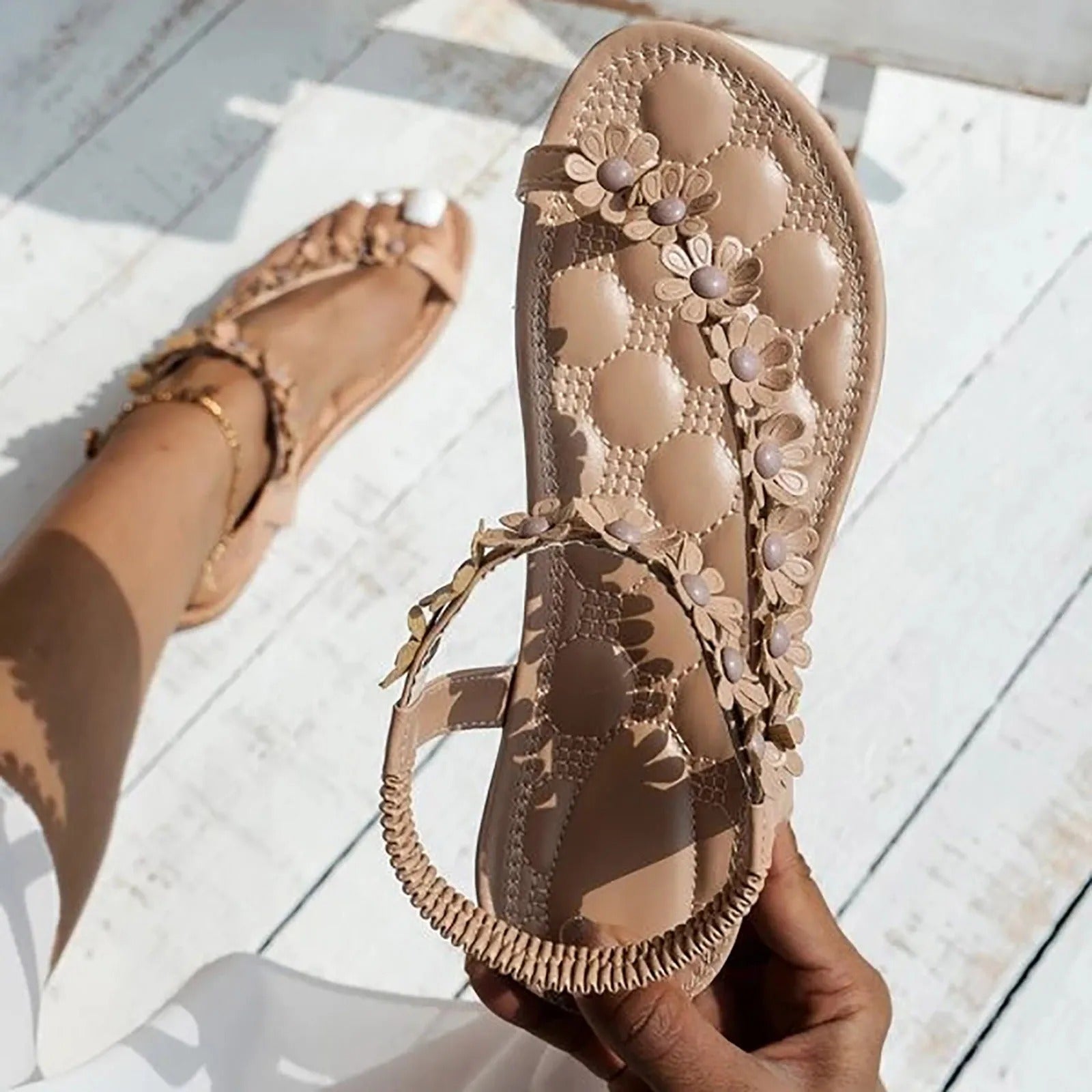 Valenzora | Flat summer floral sandals