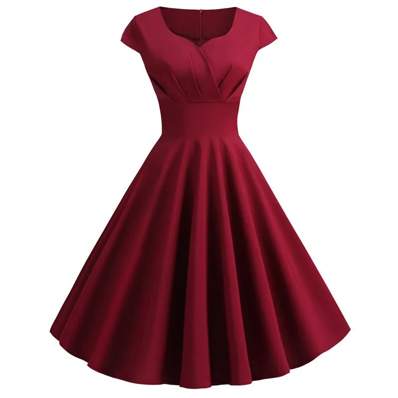 Valenzora | Vintage summer dress with a large V-neck, loose fit and ruffles