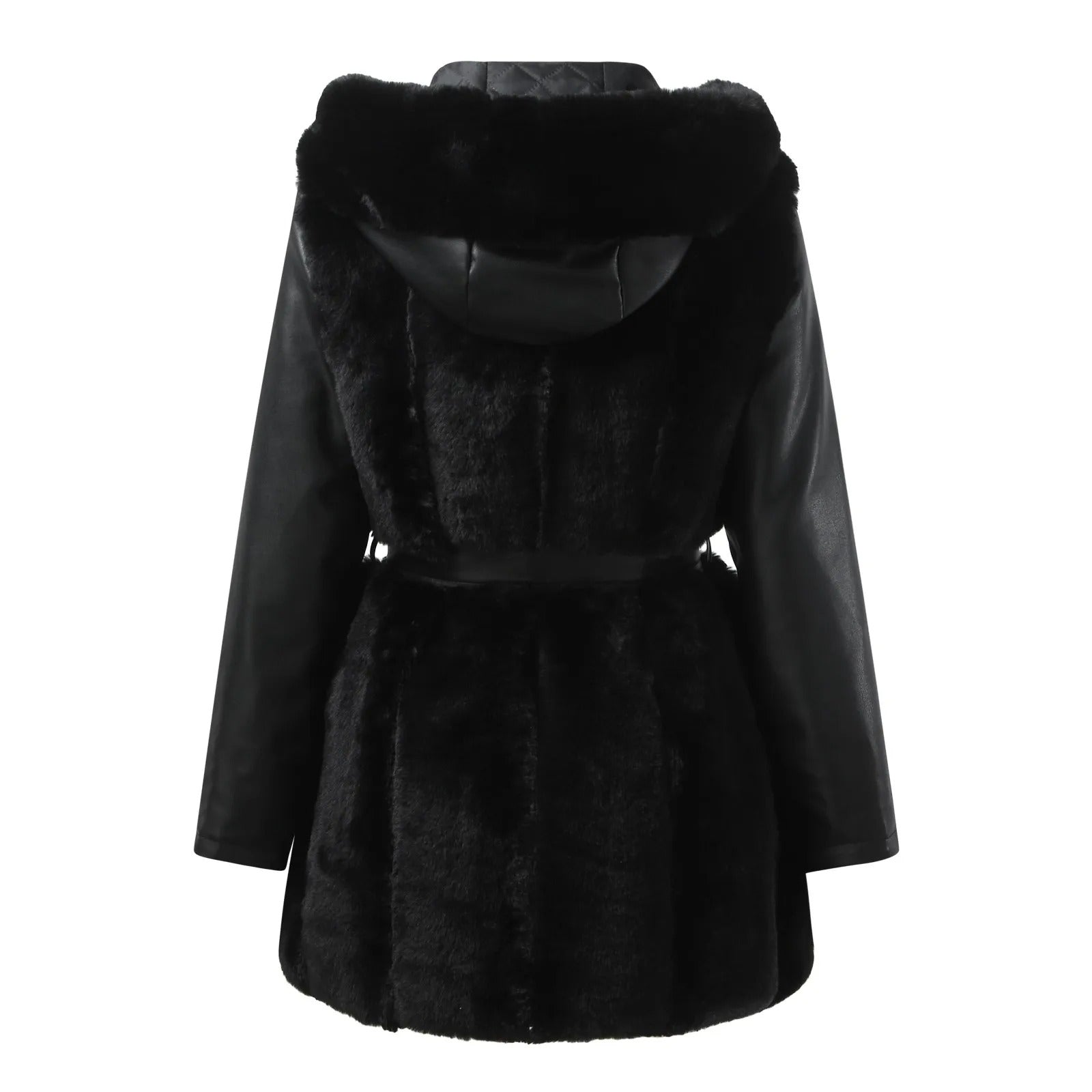 Valenzora | Stylish vegan leather jacket with faux fur collar for women